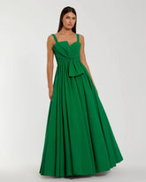 Green Sleeveless Corset Ball Gown With Bow